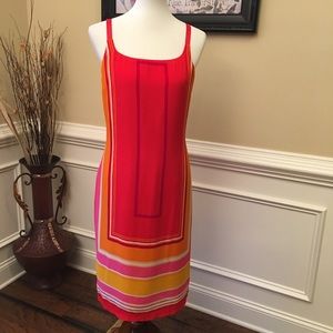 Tessuto Sleeveless Rainbow Stripe Shift Dress Sz 8